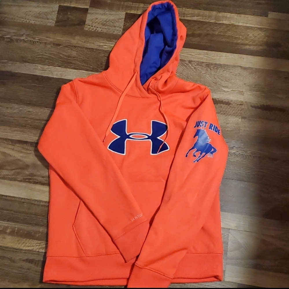Under Armour Storm Woman's Hooded Sweatshirt Orange and Blue Size Medium